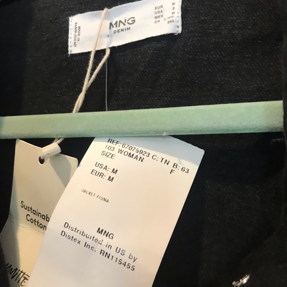 NWT Mango MNG Denim Black Distressed Jacket M - Picture 5 of 10